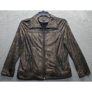 Clara S. Motorcycle Jacket Womens XL Multi Metallic Snake Print Stretch Full Zip